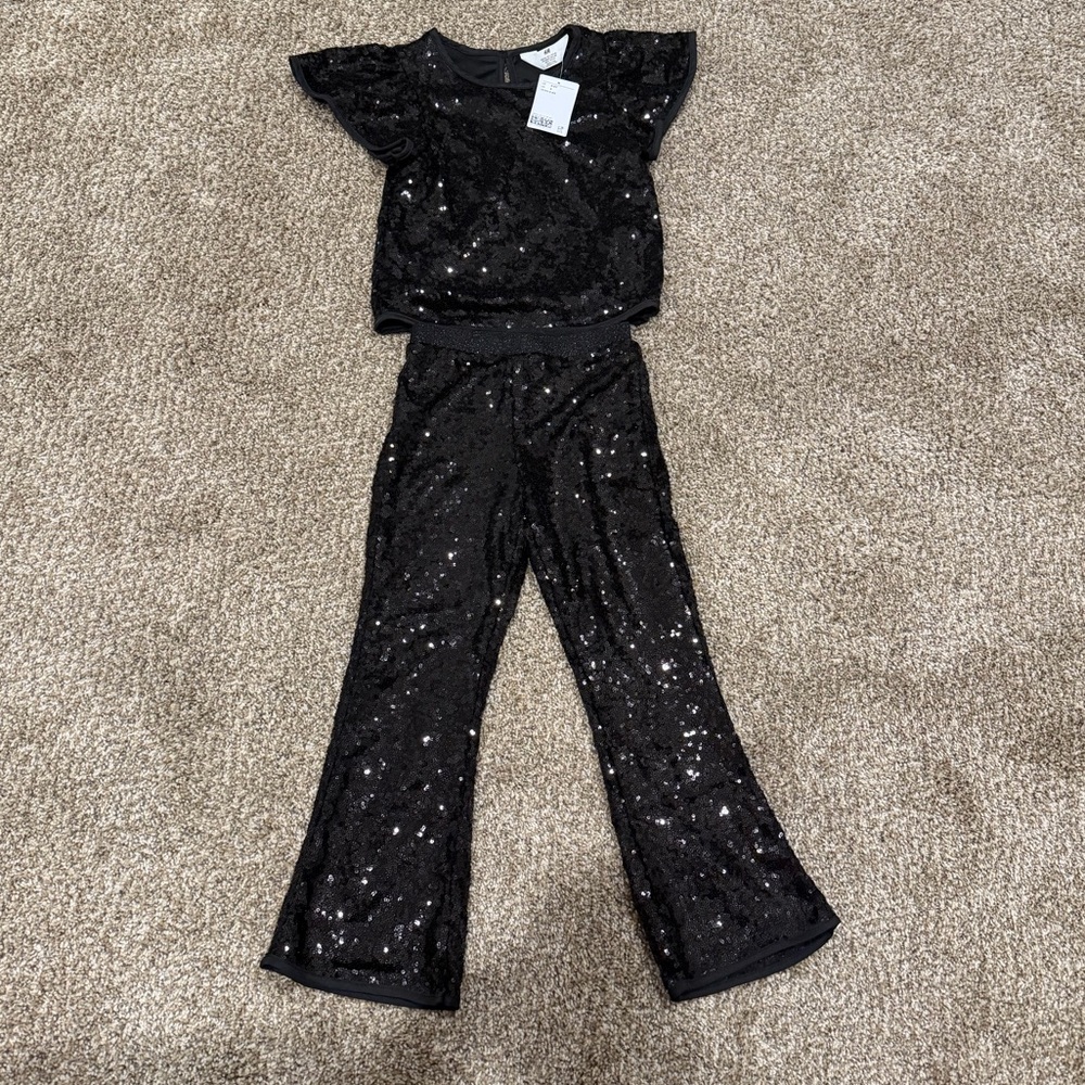 Black Sequin Two-Piece Set girls size 6